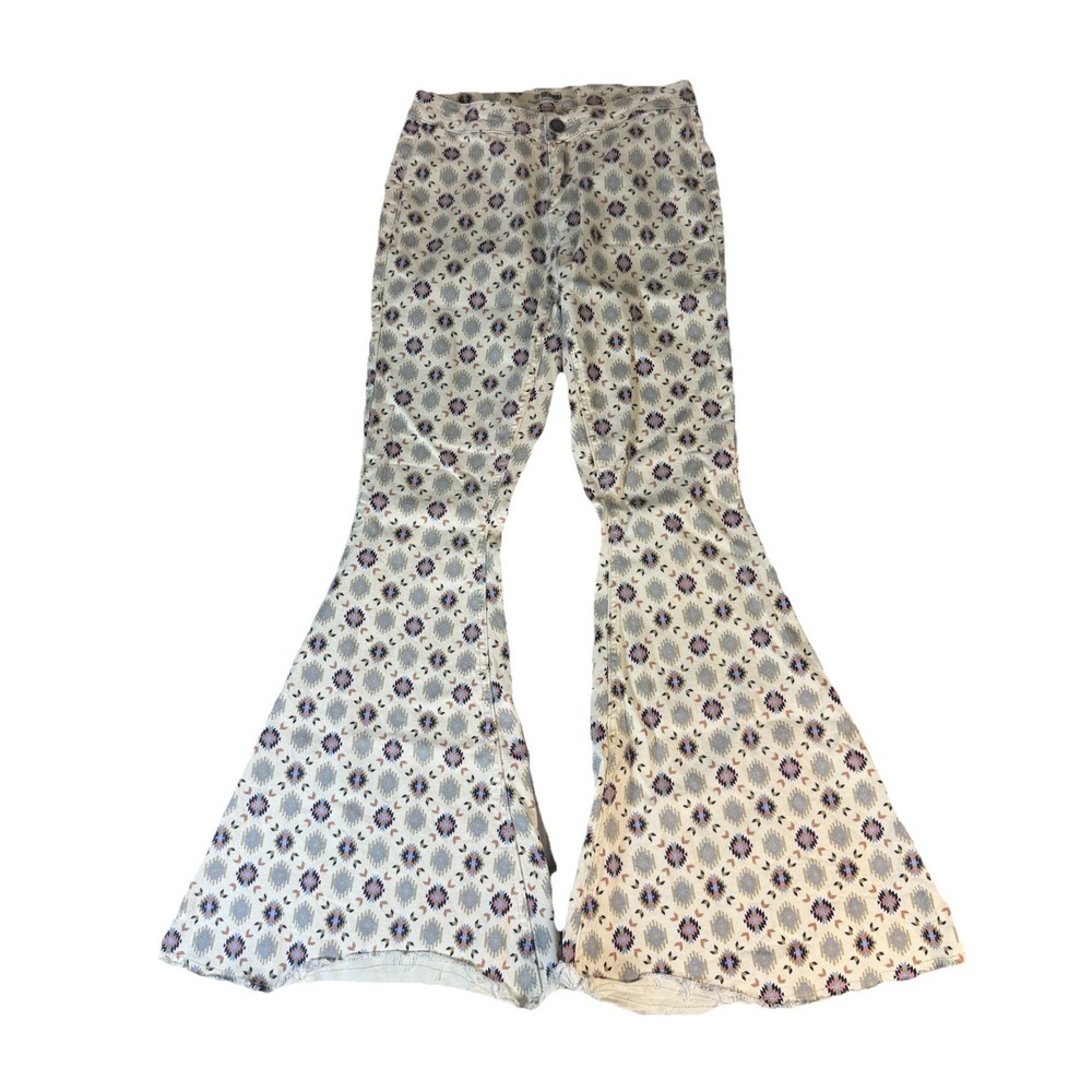 Rock & Roll Denim Bargain Button Bell Bottom Jeans Flares Western 15" Open 28x32